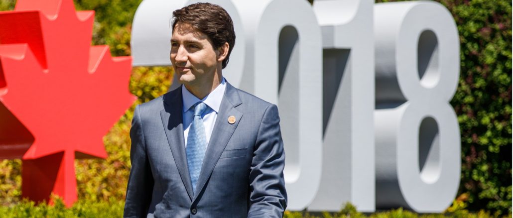 Justin Trudeau at the G7 in Charlevoix.