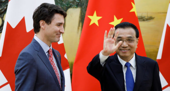 Justin Trudeau with Chinese Premier Li.
