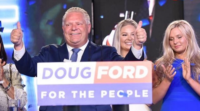 Doug Ford celebrates a big election win.