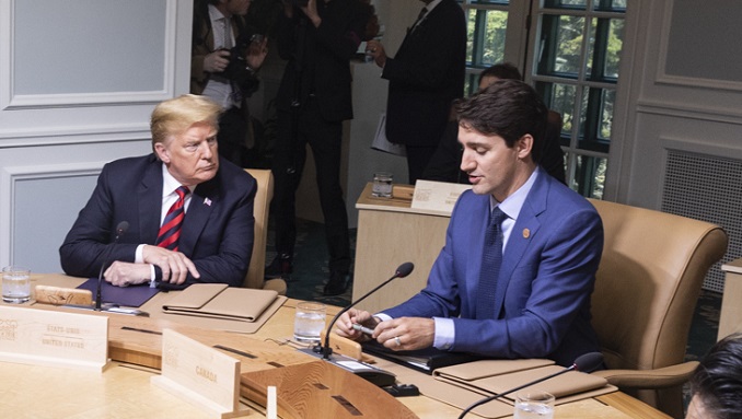 Justin Trudeau and Donald Trump at the G7 in Canada.